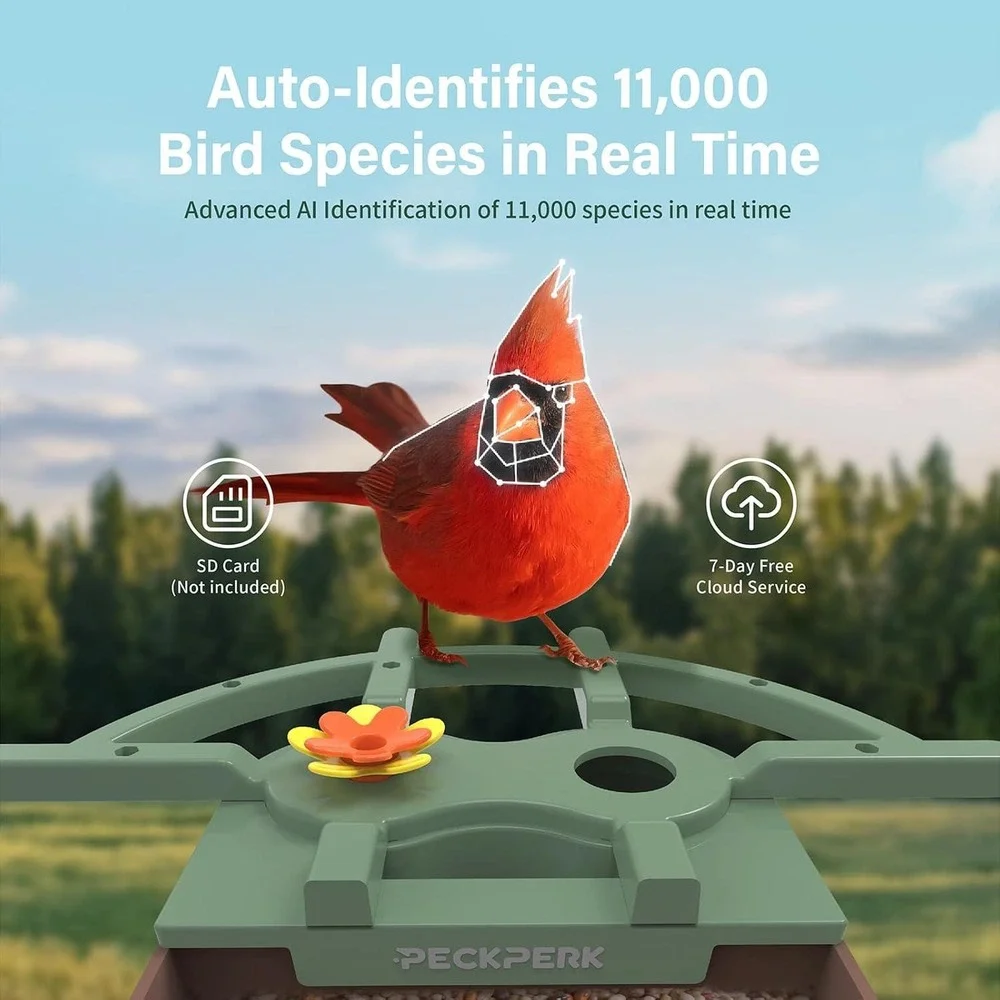 PeckPerk Smart Bird Feeder Solar Panel 2K UHD AI Identification